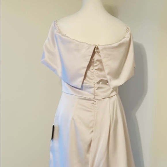 Lulus NWT Always Celebrating Ivory Satin Off-the-Shoulder Mini Dress Large - Picture 3 of 10